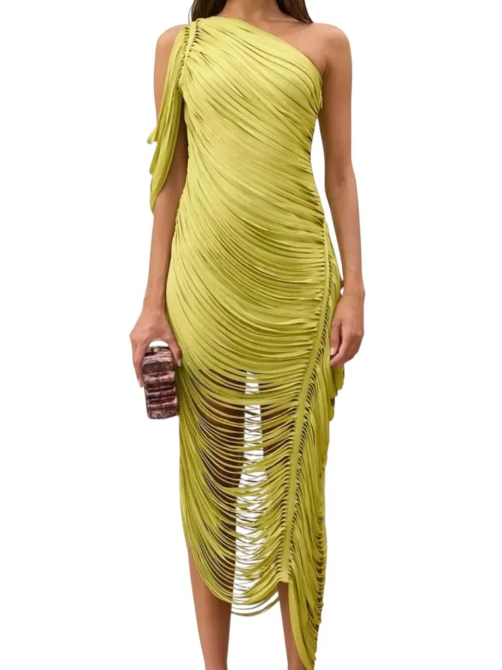 CULT GAIA Women's Sona One-Shoulder Draped Fringe Dress Size S NEW - Picture 8 of 16